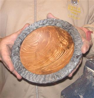 The finished bowl textured on the back and across the face